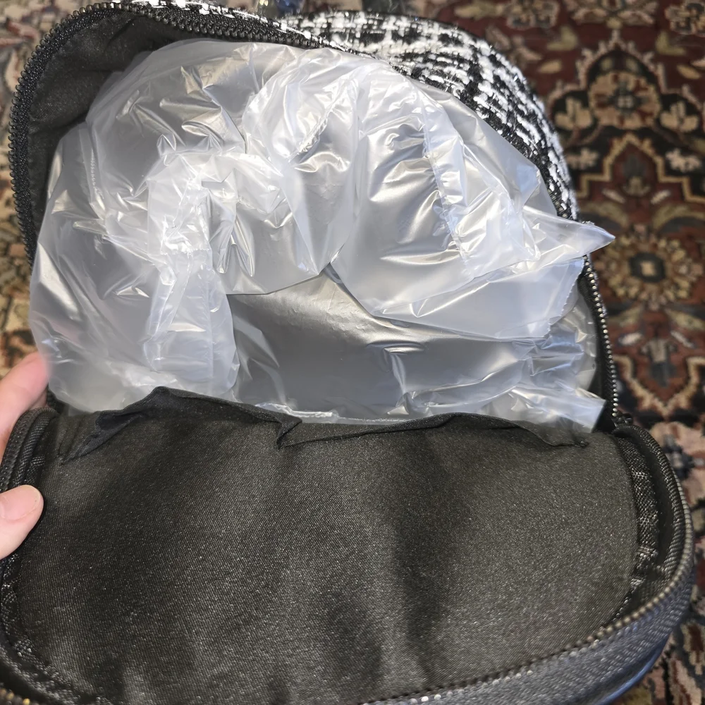 Badgley Mischka Black and White Quilted Backpack